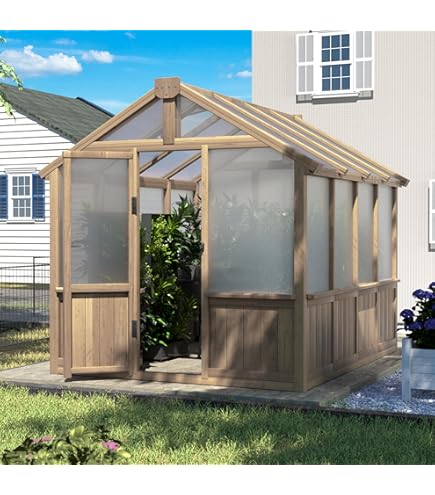 Amazon.com : Mupater 6 x 8 FT Wooden Polycarbonate Greenhouse with